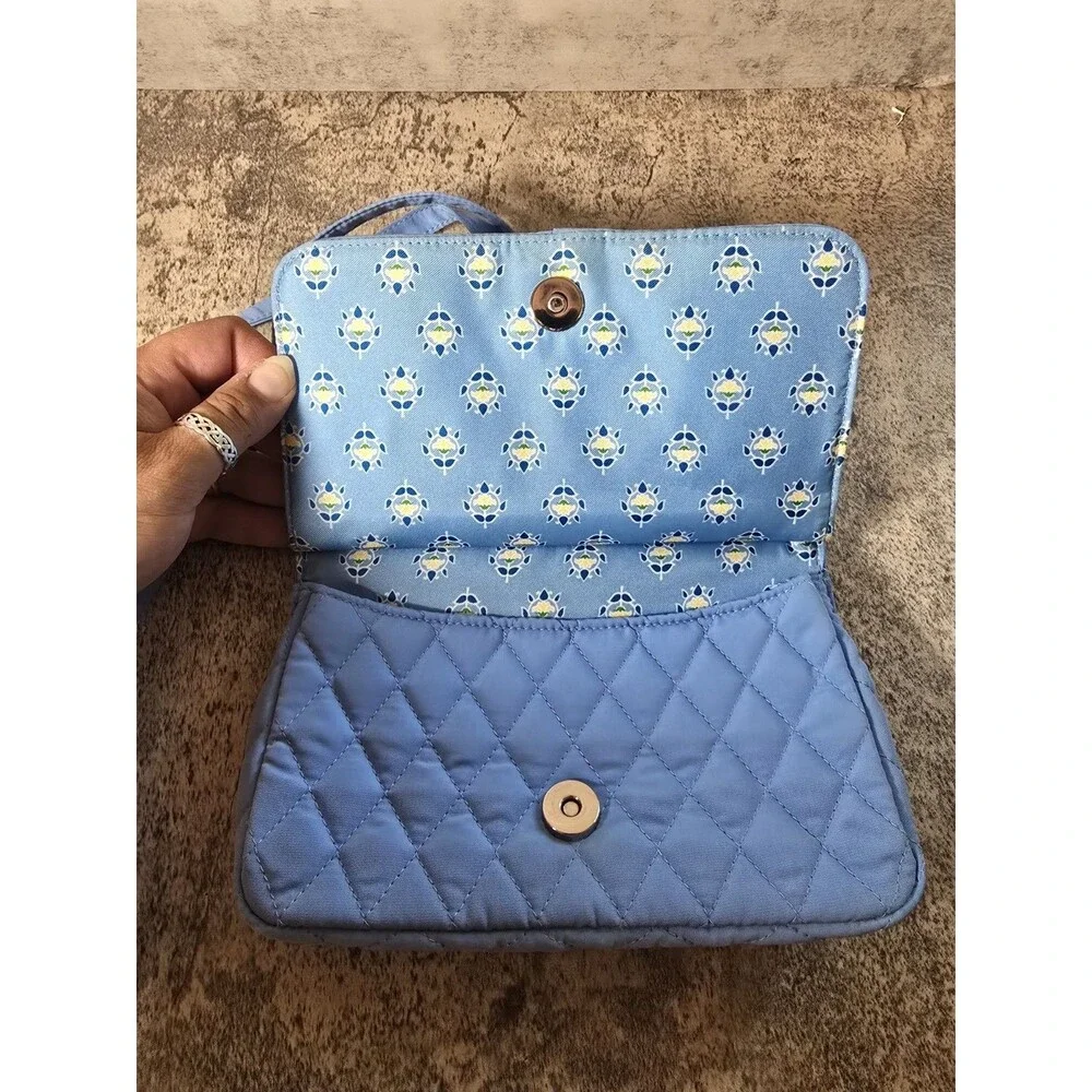 Vera Bradley Petite CrossBody Purse Sky Blue Small Crossbody Solid Quilted